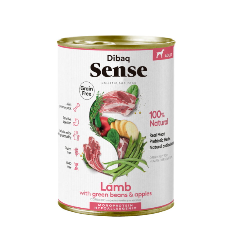 Dibaq Sense Lata Cordero – Alimento Húmedo para Perros 380Gr