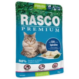 RASCO Premium Cat Bolsa Esterilizada, Bacalao, Espirulina 85 g - Imagen 1